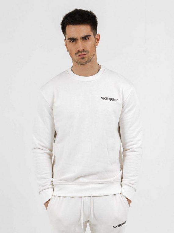 Sweatshirt soft logo brodé blanc